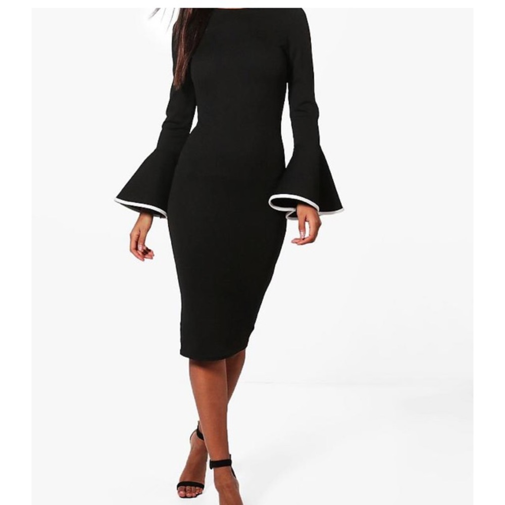 Boohoo Black midi dress